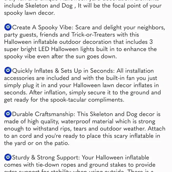 6 Ft Inflatable Halloween Decor -  Blow Ups Inflatables- Built-in LED Lights - Picture 6 of 7